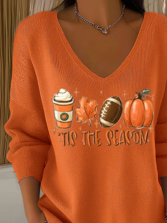 Women Text Letters Long Sleeve Tee T-shirt V Neck Printing Casual Spring/Fall Top