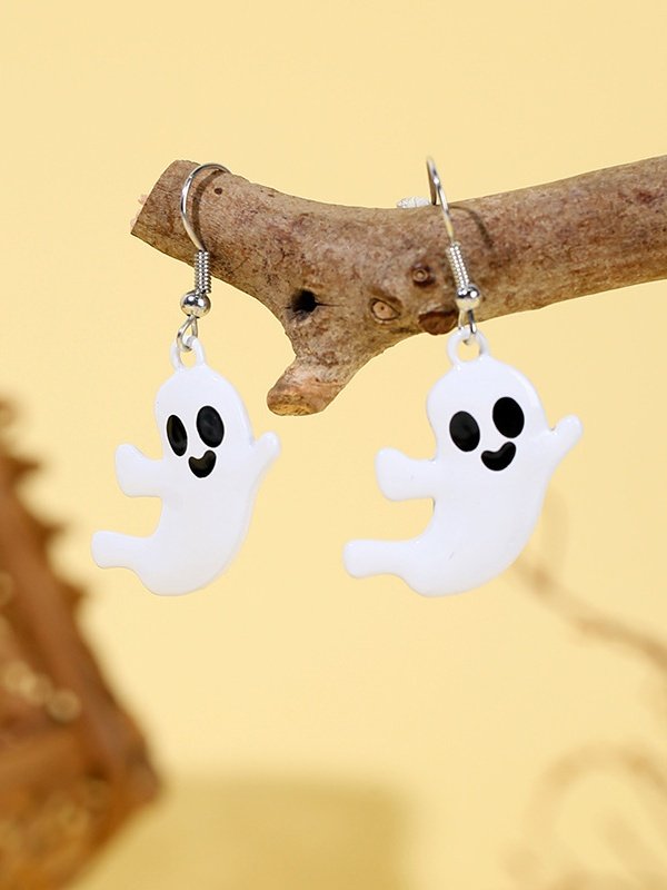 Halloween Earrings Horror Funny Skull Spider Pumpkin Ghost Black Cat Earrings Real Gold Electroplated Jewelry Earrings
