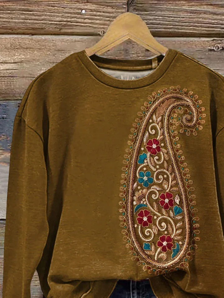 Women Floral Crew Neck Printing Casual Spring/Fall Long Sleeve Sweatshirt