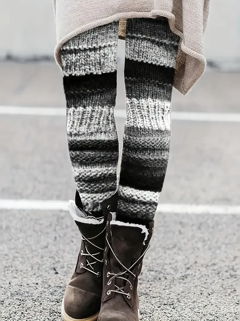 Women Multicolor Block Casual All Season Printing Long Leggings