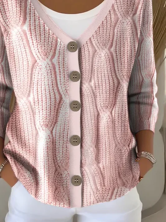 Women Abstract Casual Spring/Fall Printing Cardigan