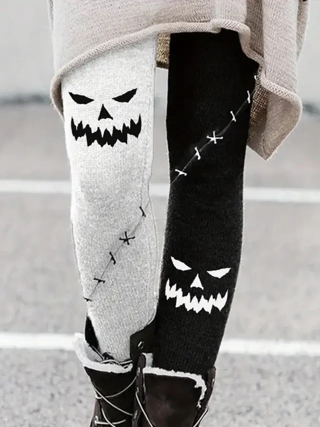 Women Halloween (pumpkin) Casual All Season Printing Long Leggings