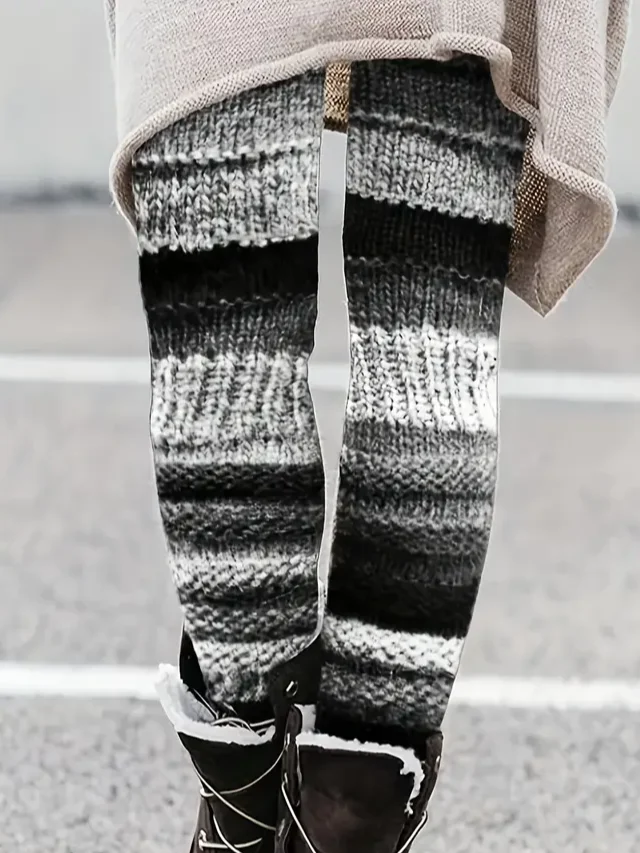 Women Multicolor Block Casual All Season Printing Long Leggings