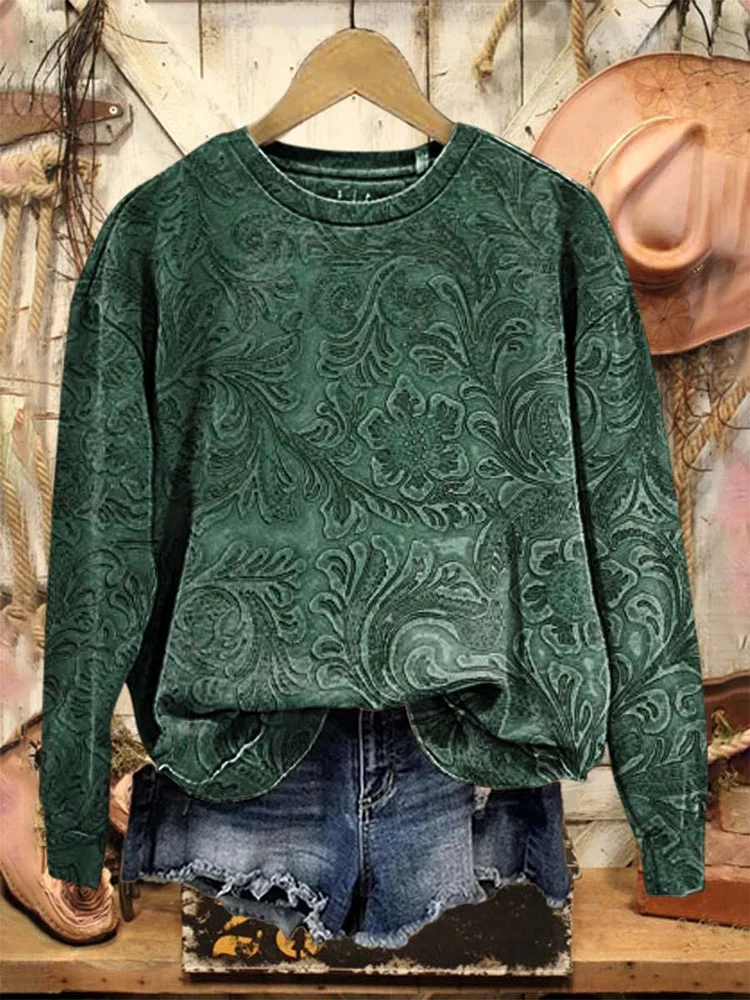 Women Floral Crew Neck Printing Casual Spring/Fall Long Sleeve Sweatshirt