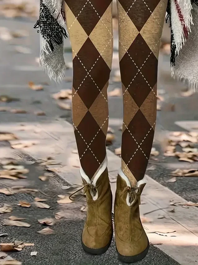 Women Plaid Casual All Season Printing Long Leggings