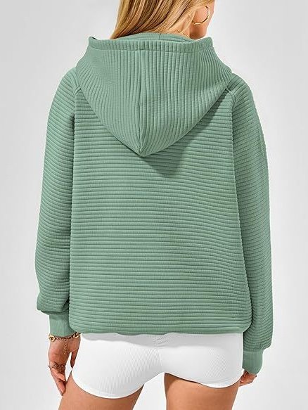 Women Plain Hoodie Split Joint Casual Spring/Fall Long Sleeve Sweatshirt