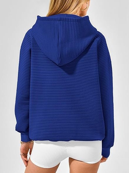 Women Plain Hoodie Split Joint Casual Spring/Fall Long Sleeve Sweatshirt