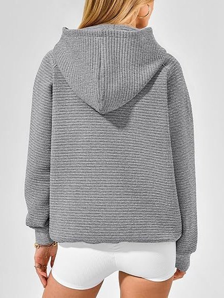 Women Plain Hoodie Split Joint Casual Spring/Fall Long Sleeve Sweatshirt