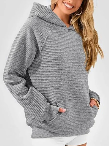 Women Plain Hoodie Split Joint Casual Spring/Fall Long Sleeve Sweatshirt