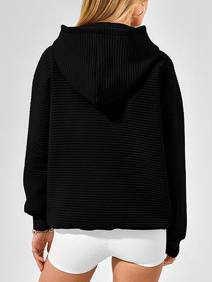 Women Plain Hoodie Split Joint Casual Spring/Fall Long Sleeve Sweatshirt