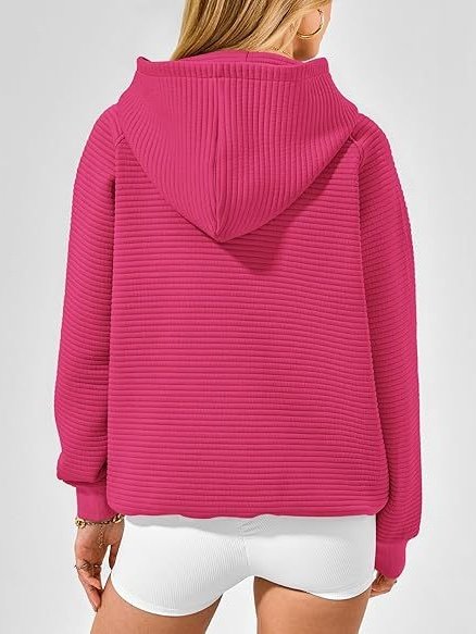 Women Plain Hoodie Split Joint Casual Spring/Fall Long Sleeve Sweatshirt