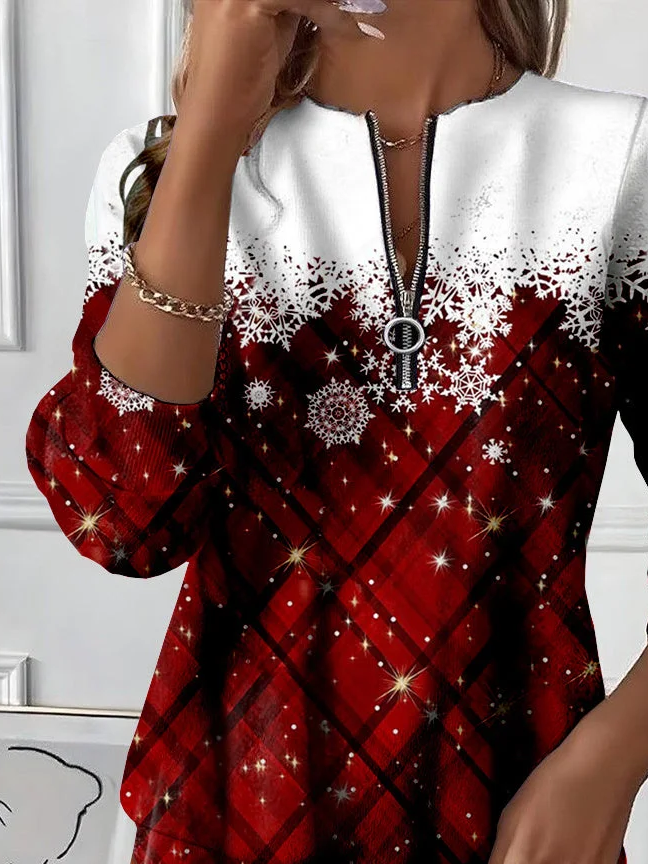 Women Christmas Crew Neck Printing Casual Spring/Fall Long Sleeve Sweatshirt