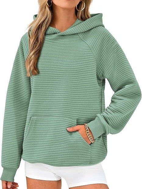 Women Plain Hoodie Split Joint Casual Spring/Fall Long Sleeve Sweatshirt
