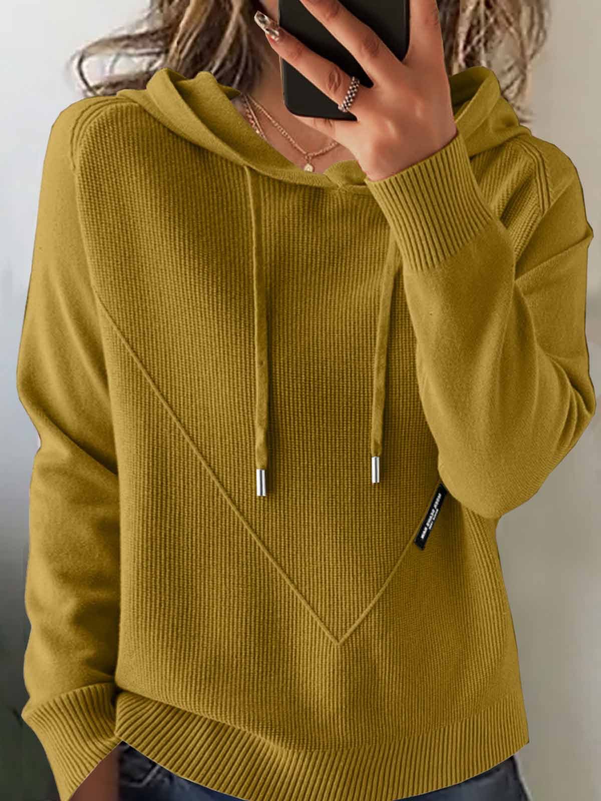 Women Plain Winter Vintage Long Sleeve Hoodie Sweater