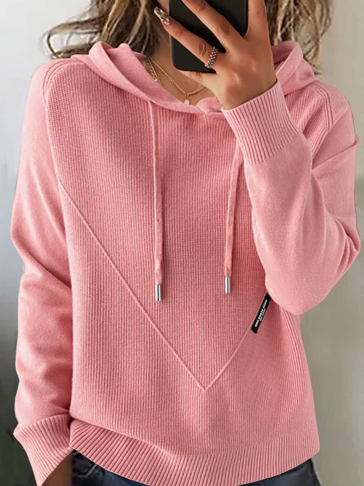 Women Plain Winter Vintage Long Sleeve Hoodie Sweater