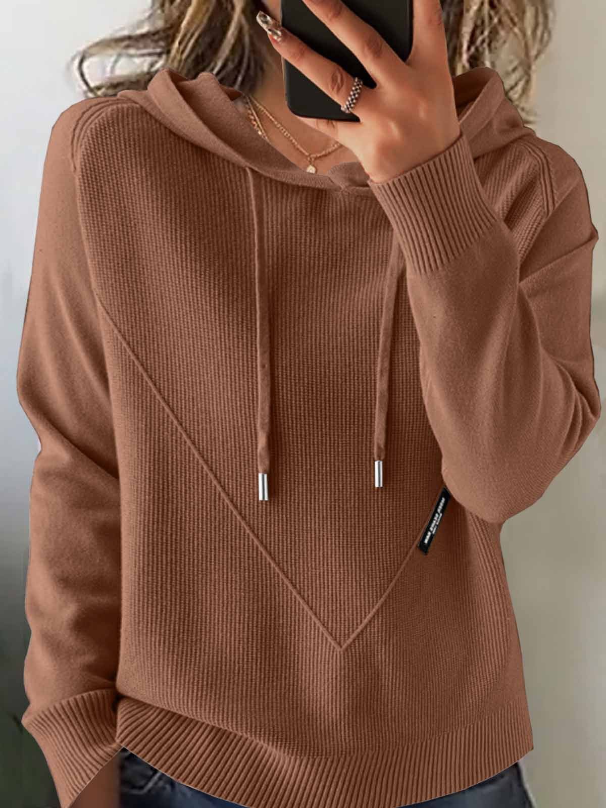 Women Plain Winter Vintage Long Sleeve Hoodie Sweater