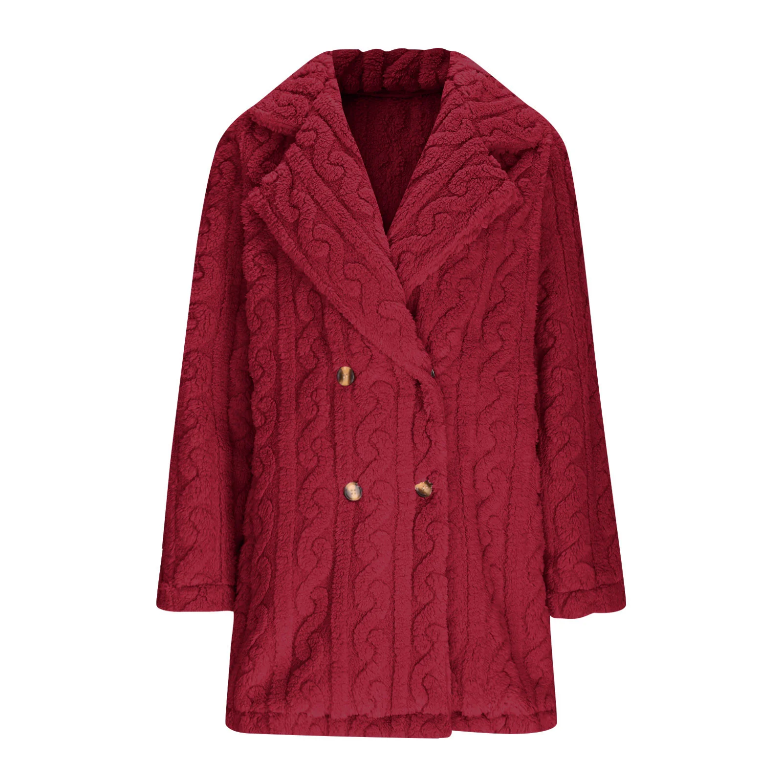 Women's Winter Outerwear Casual Plain Long Sleeve Fleece Coat