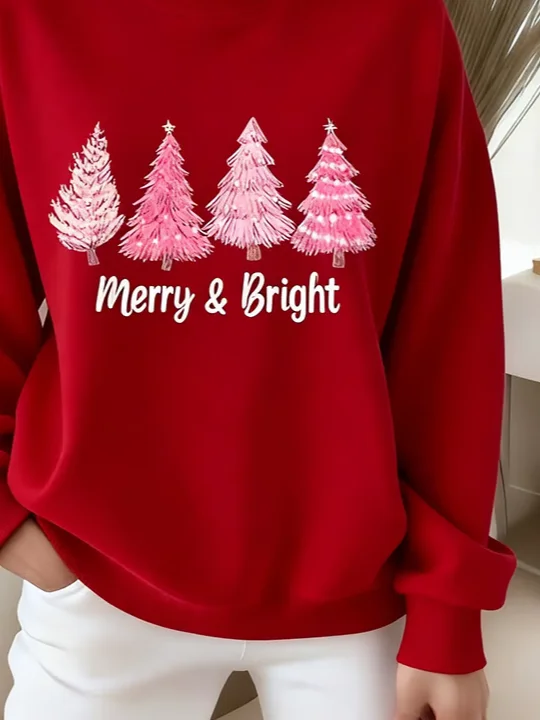 Women Christmas Crew Neck Printing Casual Spring/Fall Long Sleeve Sweatshirt