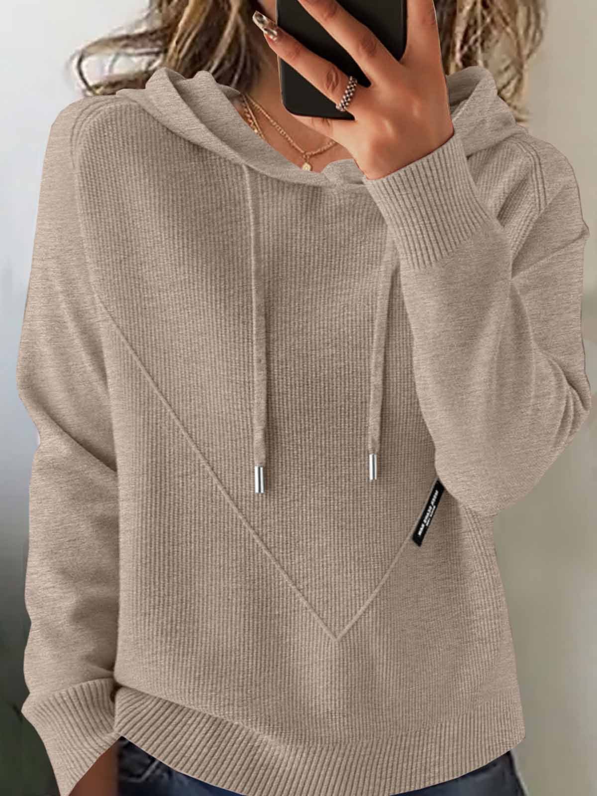 Women Plain Winter Vintage Long Sleeve Hoodie Sweater