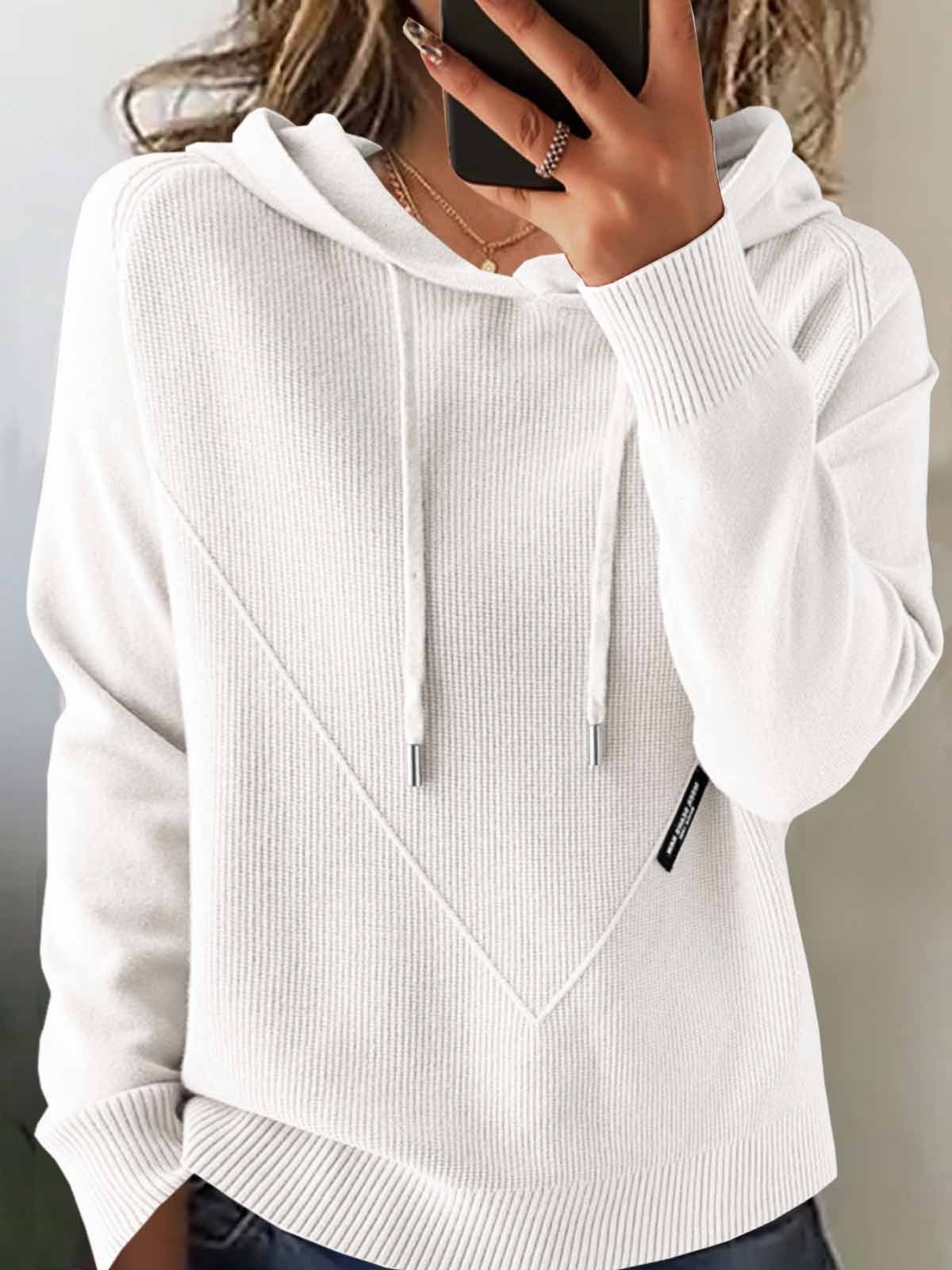 Women Plain Winter Vintage Long Sleeve Hoodie Sweater