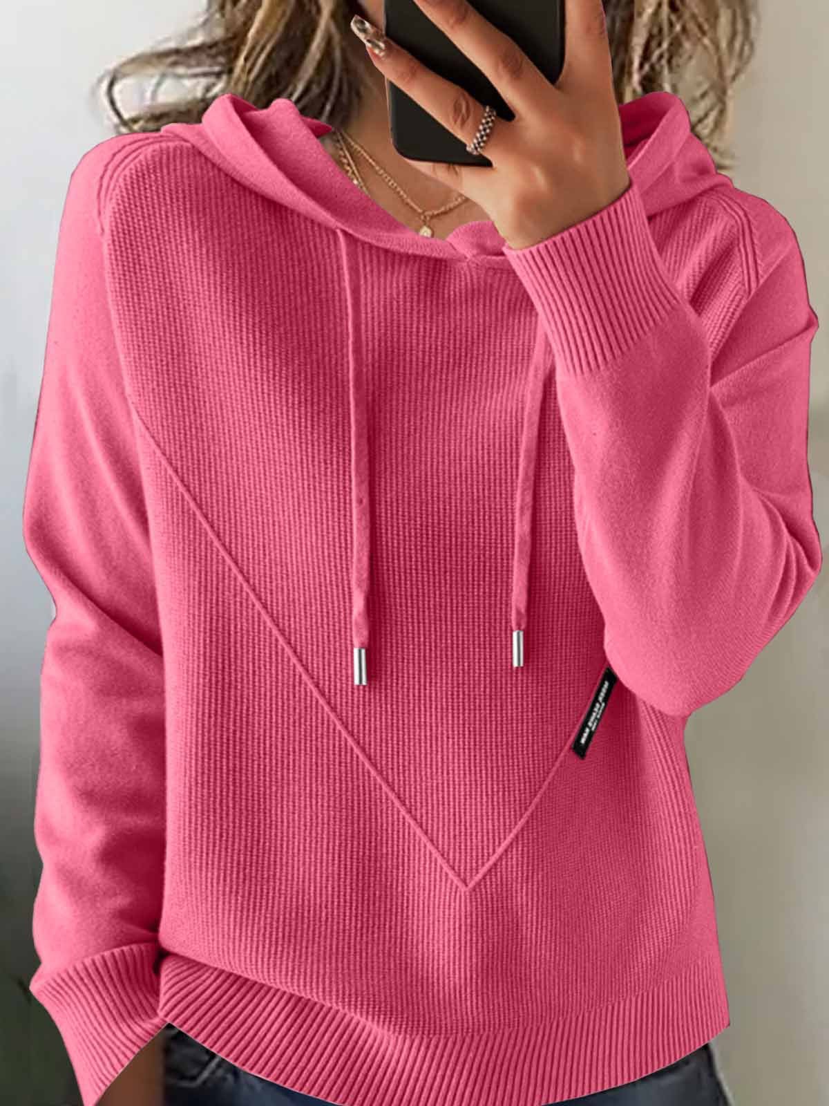 Women Plain Winter Vintage Long Sleeve Hoodie Sweater