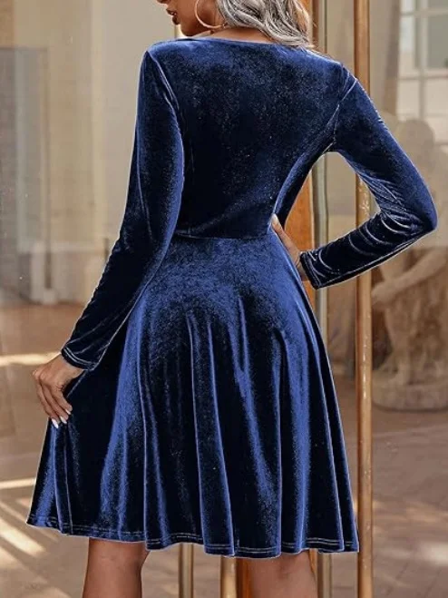 Women Plain Short Sleeve Summer Split Joint Dress Crew Neck Party Vintage Midi Party Dress A-Line Dress