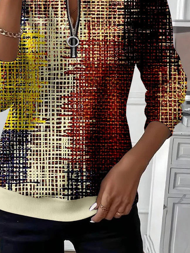 Women Abstract Crew Neck Printing Casual Spring/Fall Long Sleeve Sweatshirt