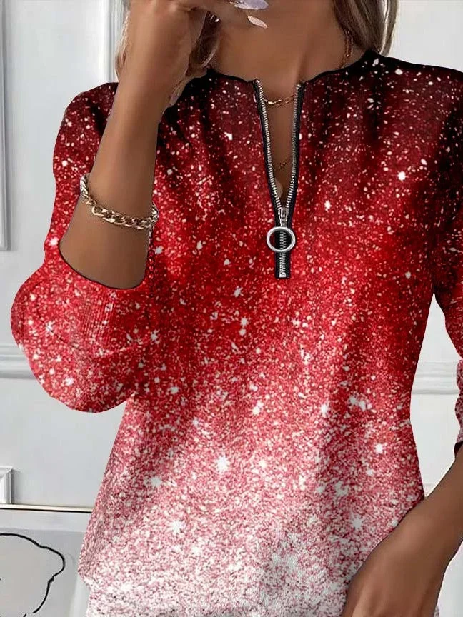 Women Christmas Crew Neck Printing Casual Spring/Fall Long Sleeve Sweatshirt
