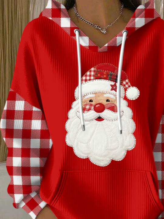 Women Plaid Spring/Fall Printing Long Sleeve Casual Holiday Hoodie