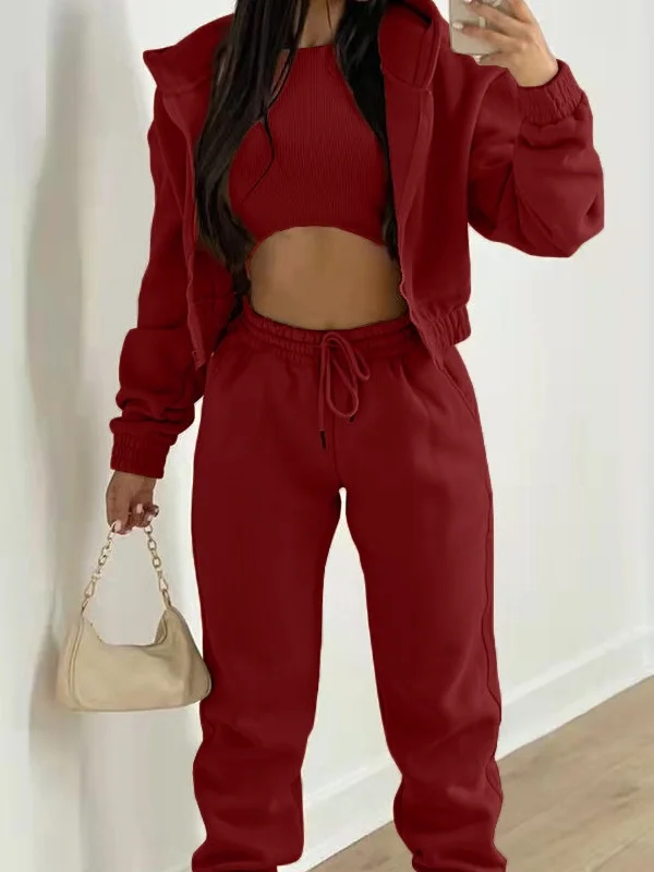 Women Plain Split Joint Matching Outfit Commuting Long Sleeve Casual Spring/Fall Multi-Piece Set Matching Set