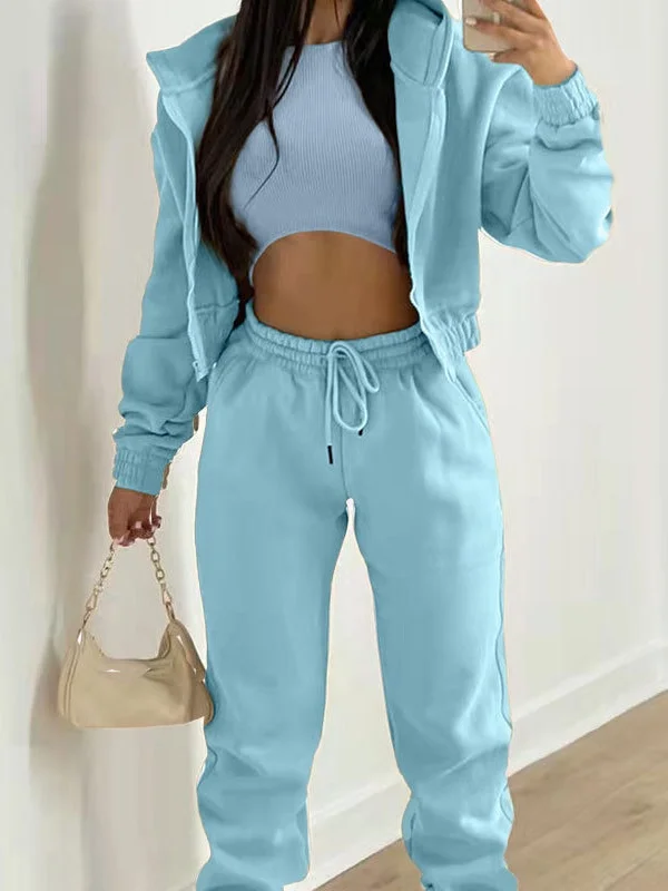 Women Plain Split Joint Matching Outfit Commuting Long Sleeve Casual Spring/Fall Multi-Piece Set Matching Set