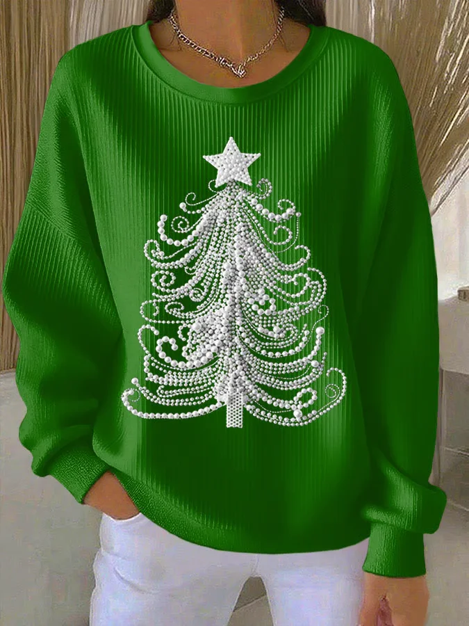 Women Christmas Crew Neck Printing Casual Spring/Fall Long Sleeve Sweatshirt