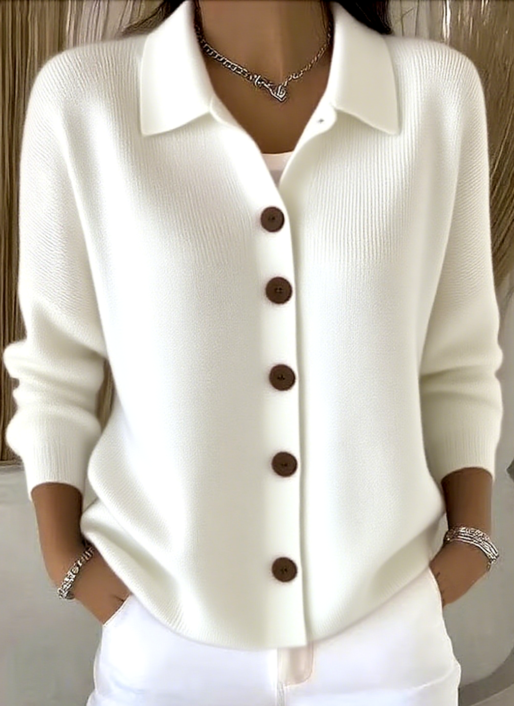 Women Plain Long Sleeve Shawl Collar Casual Spring/Fall Cardigan Outerwear