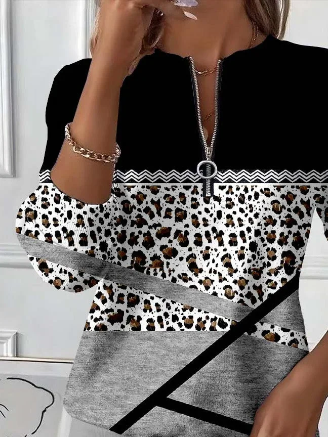 Women Abstract Crew Neck Printing Casual Spring/Fall Long Sleeve Sweatshirt