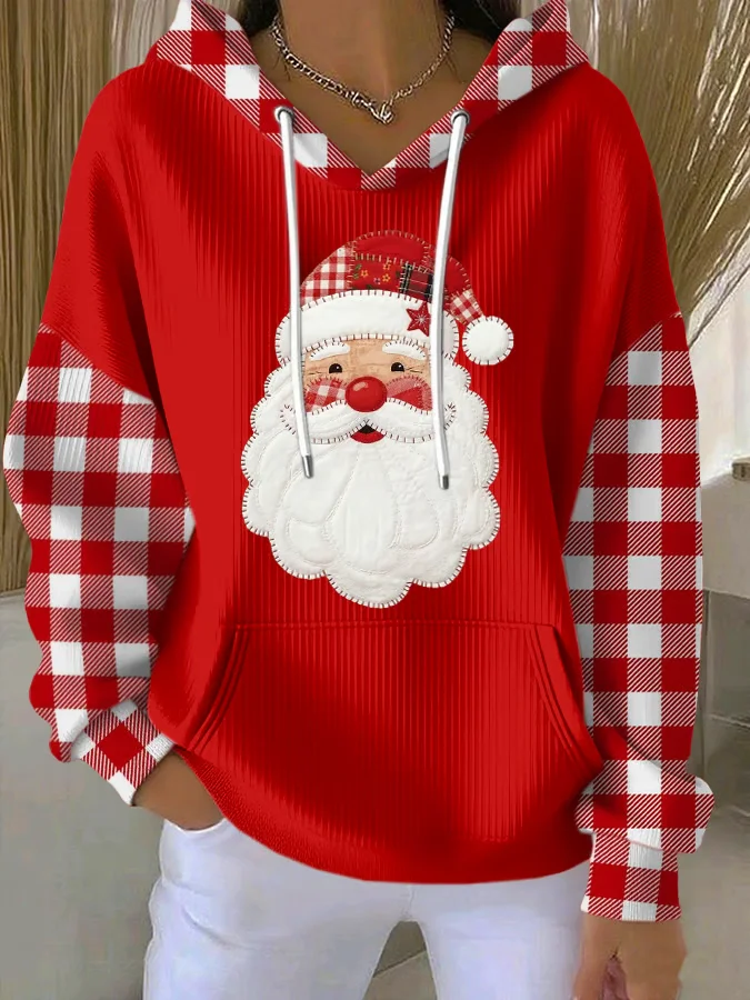 Women Plaid Spring/Fall Printing Long Sleeve Casual Holiday Hoodie