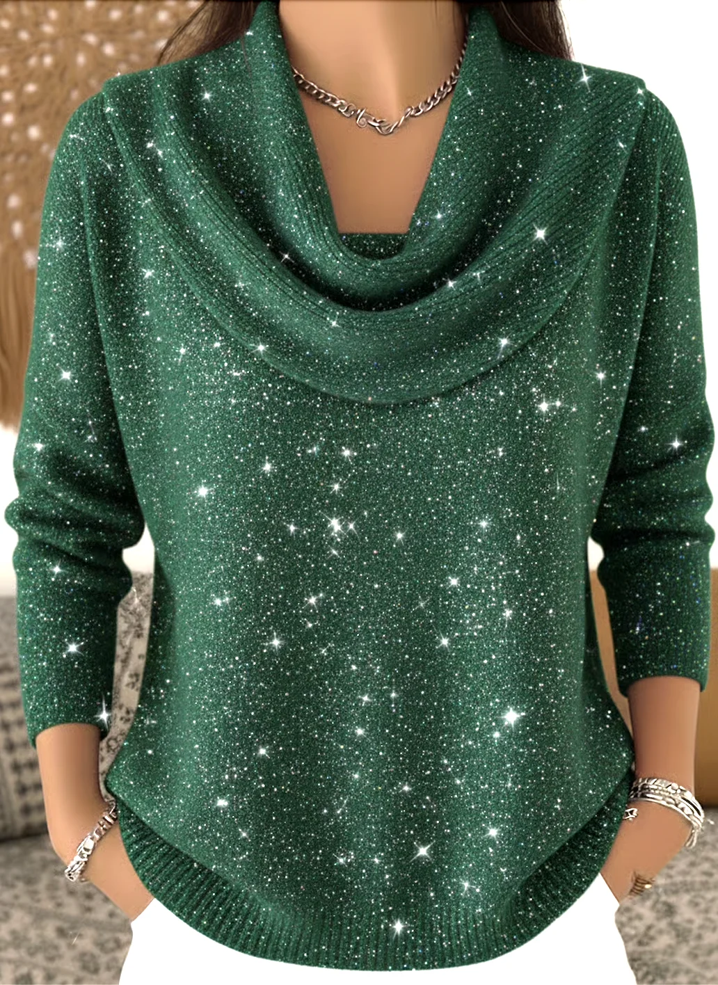 Women Plain Spring/Fall Casual Long Sleeve Crew Neck Cotton Sweater