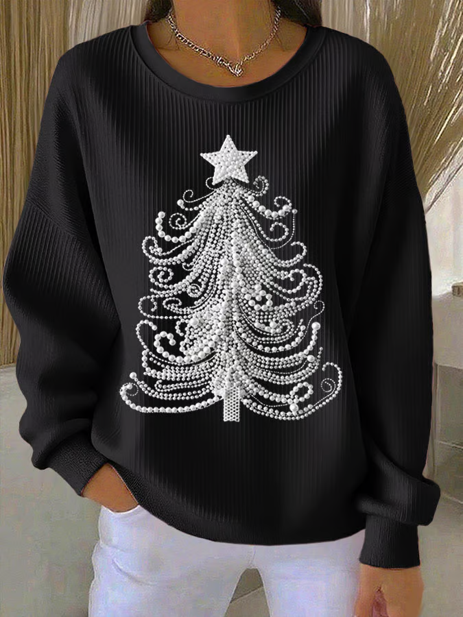 Women Christmas Crew Neck Printing Casual Spring/Fall Long Sleeve Sweatshirt