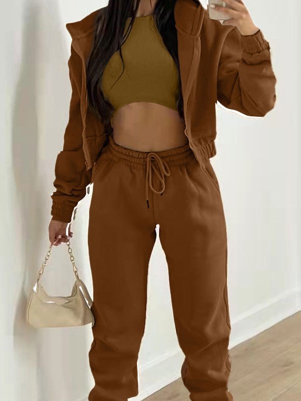 Women Plain Split Joint Matching Outfit Commuting Long Sleeve Casual Spring/Fall Multi-Piece Set Matching Set