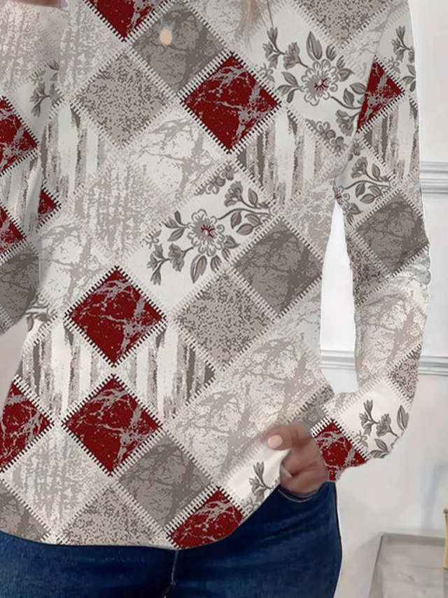 Women Floral Long Sleeve Tee T-shirt Crew Neck Printing Casual Spring/Fall Graphic Tee Top