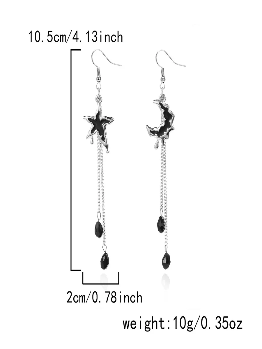 Halloween Tassel Spider Earrings Fashion Retro Halloween Star Moon Crystal Earrings