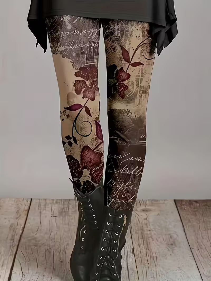 Women Floral Casual All Season Printing Long Leggings