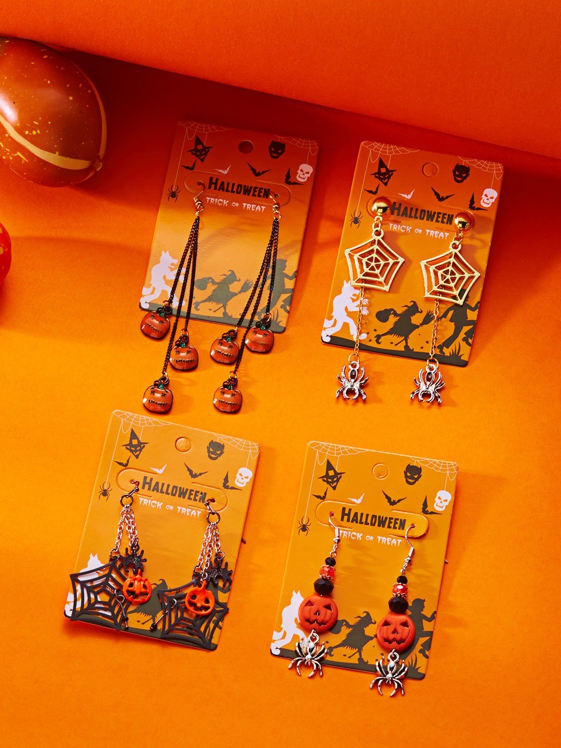 Halloween Tassel Spider Earrings Fashion Retro Halloween Star Moon Crystal Earrings