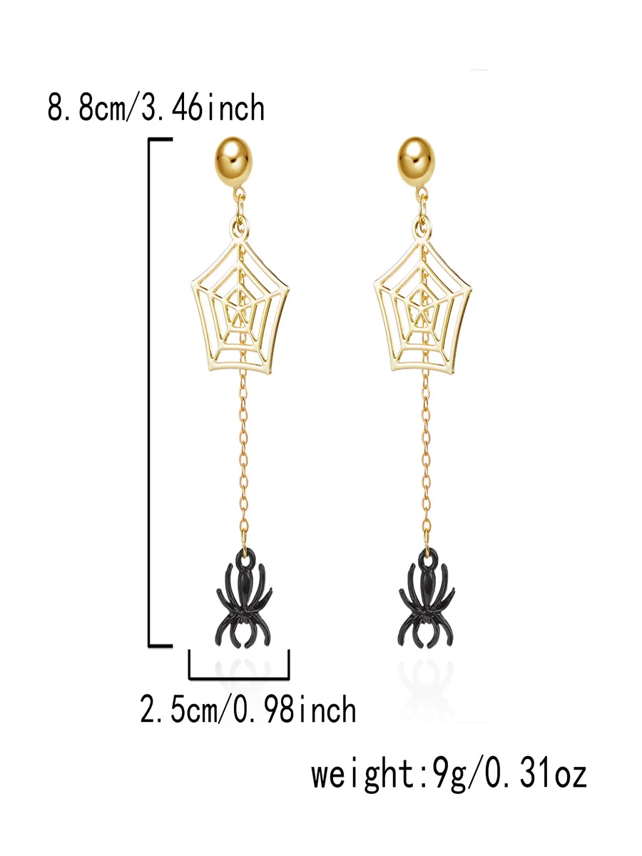 Halloween Tassel Spider Earrings Fashion Retro Halloween Star Moon Crystal Earrings