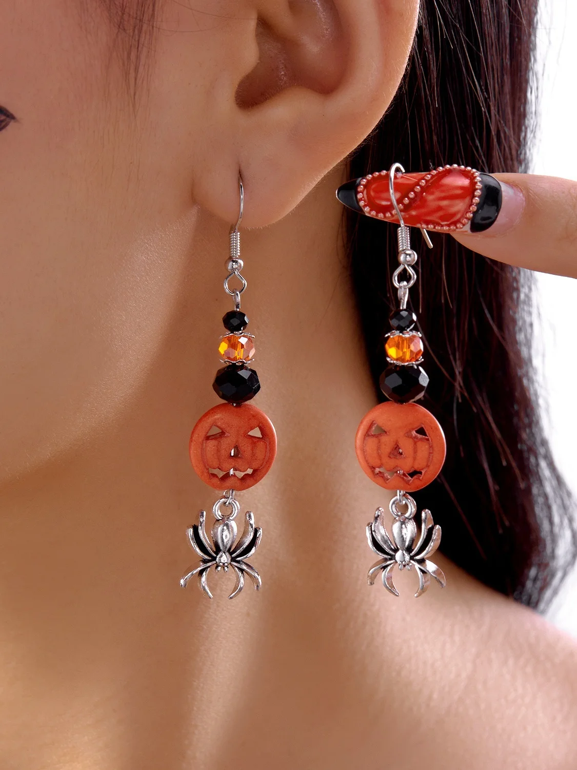 Halloween Tassel Spider Earrings Fashion Retro Halloween Star Moon Crystal Earrings