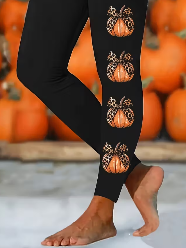 Women Halloween (pumpkin) Casual All Season Printing Long Leggings