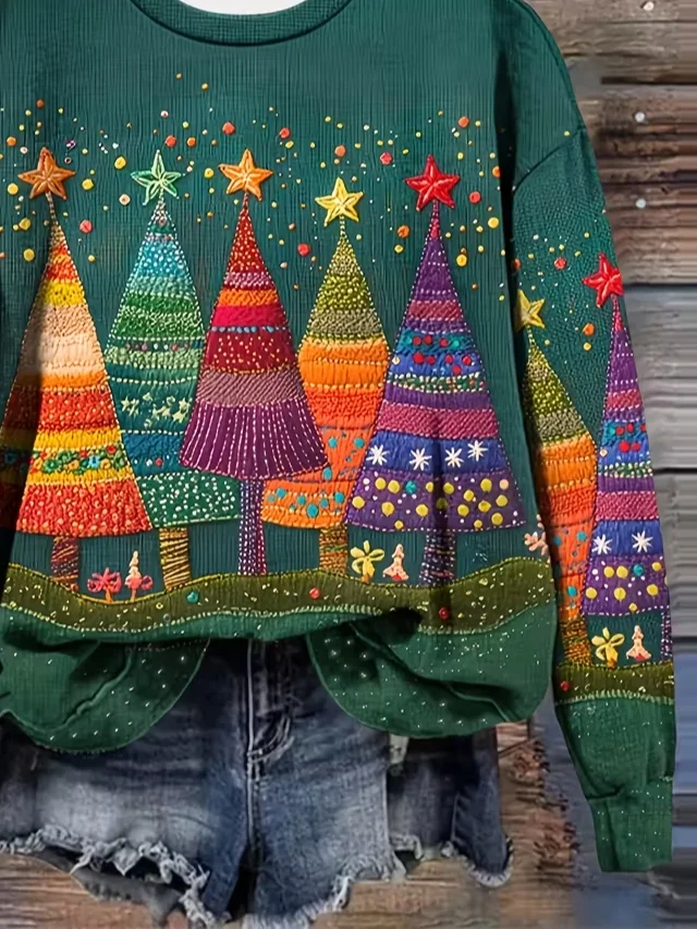 Women Christmas Crew Neck Printing Casual Spring/Fall Long Sleeve Sweatshirt