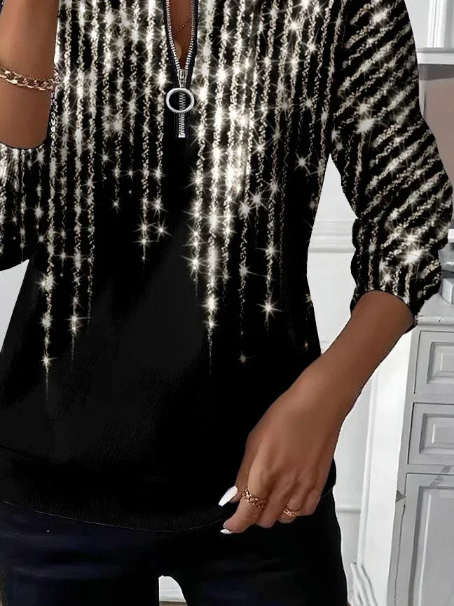 Women Abstract Crew Neck Printing Casual Spring/Fall Long Sleeve Sweatshirt