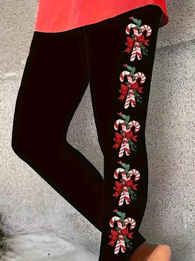 Women Christmas Casual All Season Printing Long Leggings