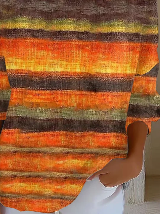 Women Abstract Printing Spring/Fall Casual Long Sleeve Crew Neck Sweater