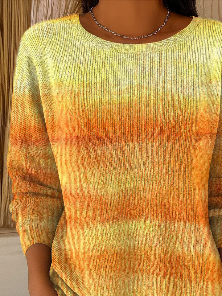 Women Abstract Printing Spring/Fall Casual Long Sleeve Crew Neck Sweater